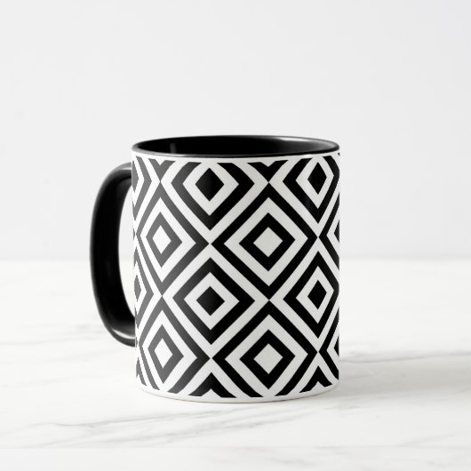 Mug Black and white diamond pattern (Devant gauche)