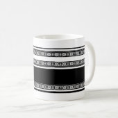 Mug Black and white lace braid and horizontal stripes  (Devant droit)