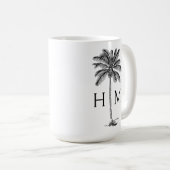 Mug Black and White Palm Palmetto Tree Monogram (Devant droit)