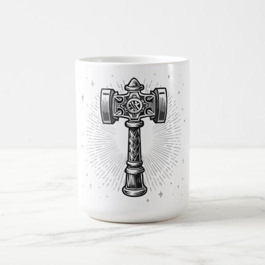 Mug Black and white Thor's Hammer Mjolnir (Centre)