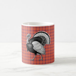 Mug Black and White Turquie Orange Plaid Thankgiving