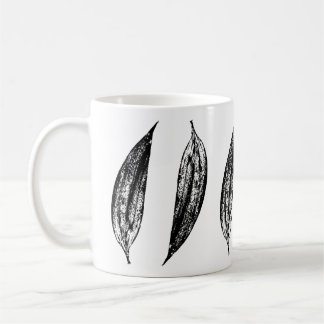 Mug Black and White White Lily Leaf Print
