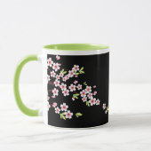 Mug Black avec rose et vert cerisier en fleurs Sakura (Gauche)