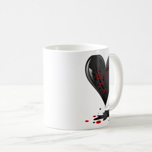 Mug Black Bleeding Cut Open Broken Heart Goth Valentin (Devant droit)