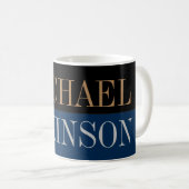 Mug Black Blue Bold Texte tendance Style Votre nom (Devant droit)