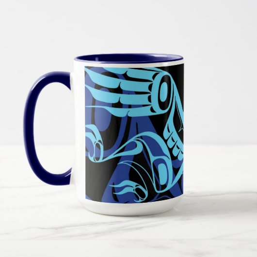 Mug Black Blue Haida Eagle Thunder Bird Art autochtone (Gauche)