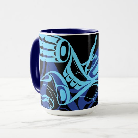 Mug Black Blue Haida Eagle Thunder Bird Art autochtone (Devant gauche)