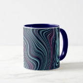 Mug Black Blue Rose Wavy Marbling Agate Abstraction (Devant droit)