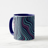 Mug Black Blue Rose Wavy Marbling Agate Abstraction (Devant gauche)