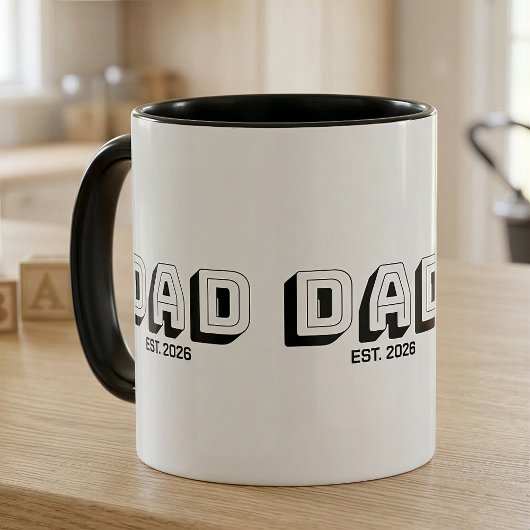 Mug Black Bold Varsity Established Dad