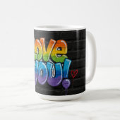 Mug Black Brick Wall with Graffiti “I Love You!” (Devant droit)