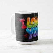 Mug Black Brick Wall with Graffiti “I Love You!” (Devant gauche)