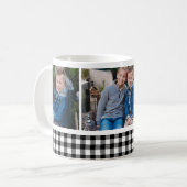 Mug Black Buffalo Plaid Holiday Photo Collage (Devant gauche)
