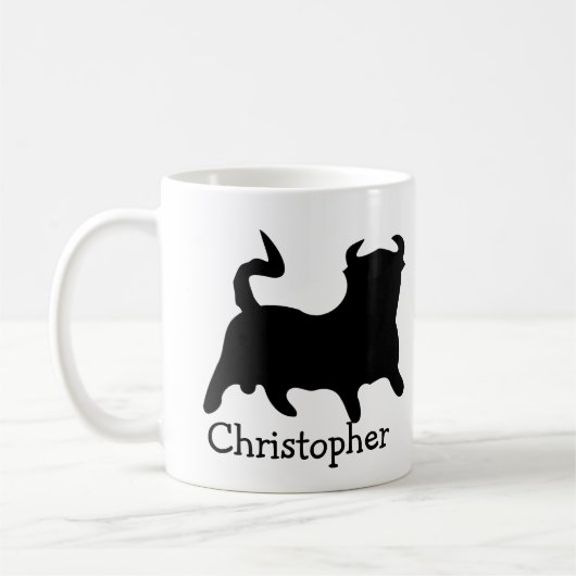 Mug Black Bull Design Personalised (Gauche)
