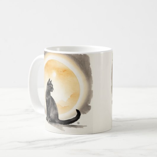 Mug Black Cat Aquarell (Devant gauche)