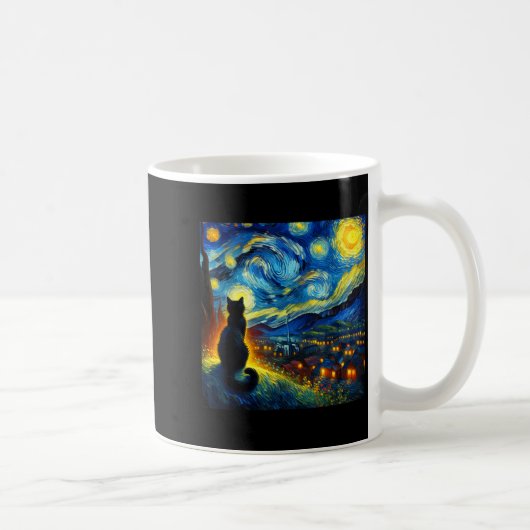 Mug Black Cat Funny Cat Lover Mom Daddy Starry Night V (Droite)