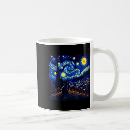 Mug Black Cat Funny Cat Lover Mom Daddy Starry Night V (Droite)
