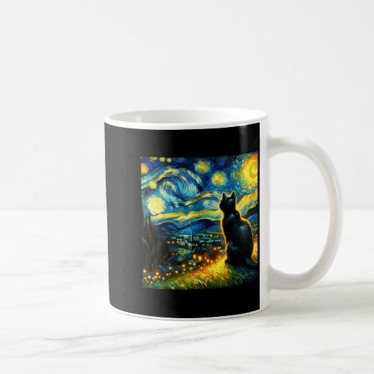 Mug Black Cat Funny Cat Lover Mom Daddy Starry Night V (Droite)