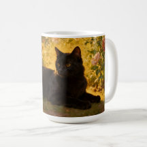 Black Cat in the Flowers I