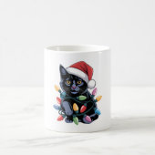 Mug Black Cat lumières Noël Amoureux des chats amusant (Centre)