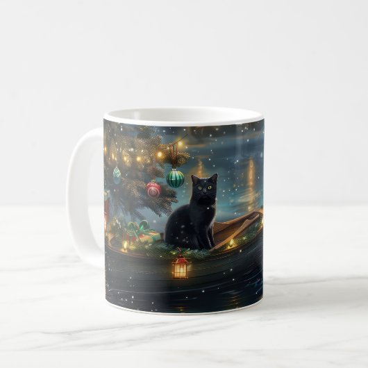 Mug Black Cat Noël Festive Voyage (Devant gauche)