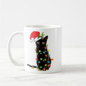 Mug Black Cat Santa Tangled Up In Christmas Lights (Gauche)
