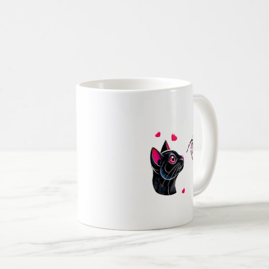 Mug Black Cat Skeleton Hand Boop Valentines Day Pet O  (Devant droit)