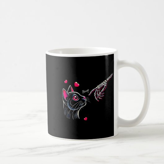 Mug Black Cat Skeleton Hand Boop Valentine's Day Pet O (Droite)