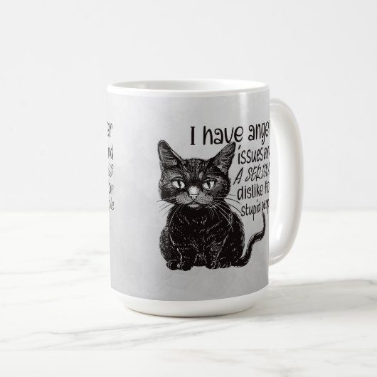Mug Black Cat With Anger Issues (Devant droit)