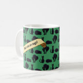 Mug Black Cats Are Magic! Witches Cat Pixel Art Stripe (Devant gauche)
