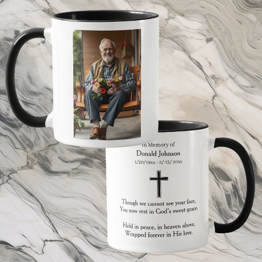 Mug Black Cross and Poem Photo Memorial
