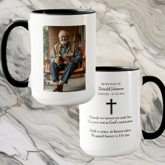 Mug Black Cross and Poem Photo Memorial