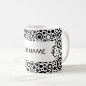 Mug Black Dots & Circle Pattern + your text & backgr. (Devant droit)