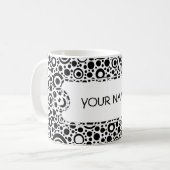 Mug Black Dots & Circle Pattern + your text & backgr. (Devant gauche)