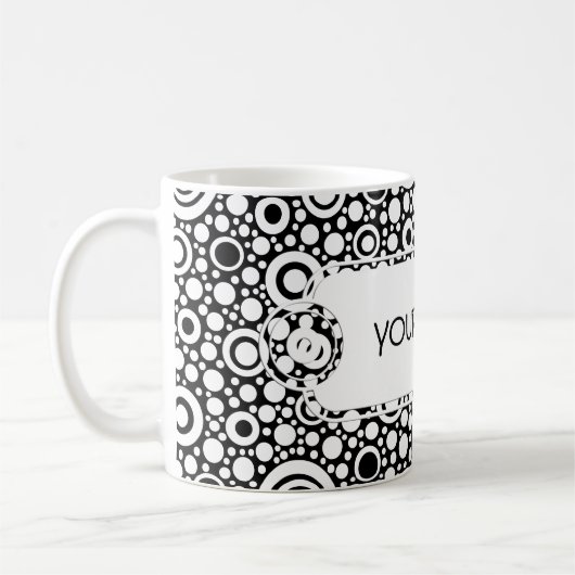 Mug Black Dots & Circles Grid + your backgr. & (Gauche)