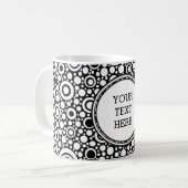 Mug Black Dots & Circles Grid + your backgr. & (Devant gauche)