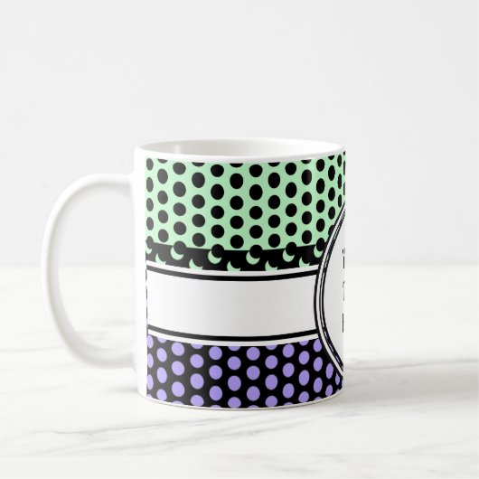 Mug Black Dots Grid + votre backgr. & texte (Gauche)