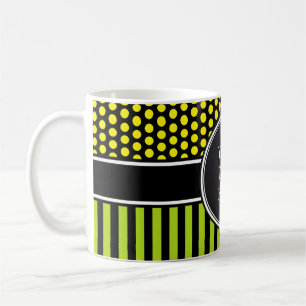 Mug Black Dots & Stripes Grid + your backgr. &