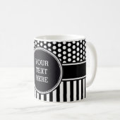 Mug Black Dots & Stripes Grid + your backgr. & (Devant droit)