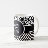 Mug Black Dots & Stripes Grid + your backgr. & (Devant droit)