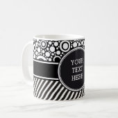 Mug Black Dots & Stripes Grid + your backgr. & (Devant gauche)