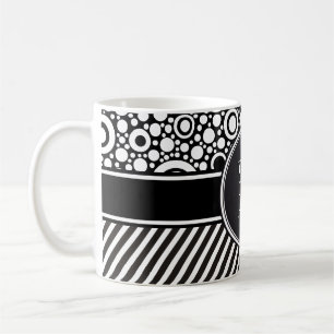 Mug Black Dots & Stripes Grid + your backgr. &