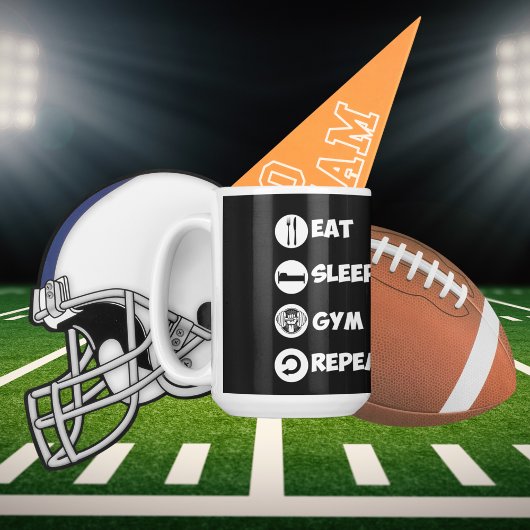 Mug Black Eat Sleep Gym Icône de répétition