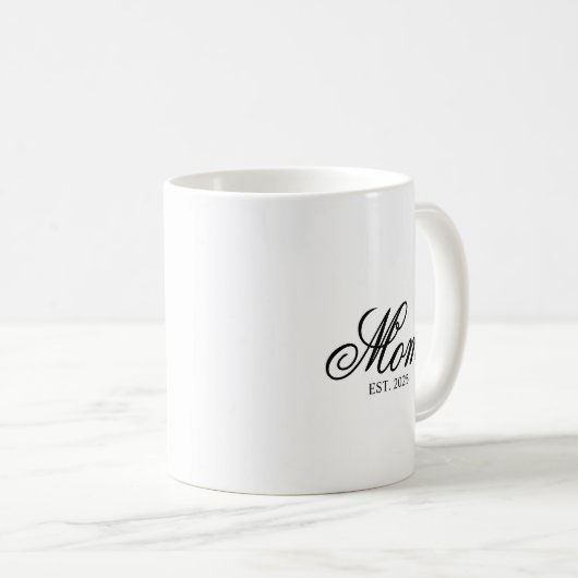 Mug Black Elegant Script Established Mom (Devant droit)