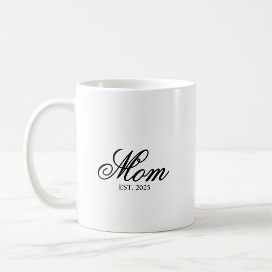 Mug Black Elegant Script Established Mom (Gauche)