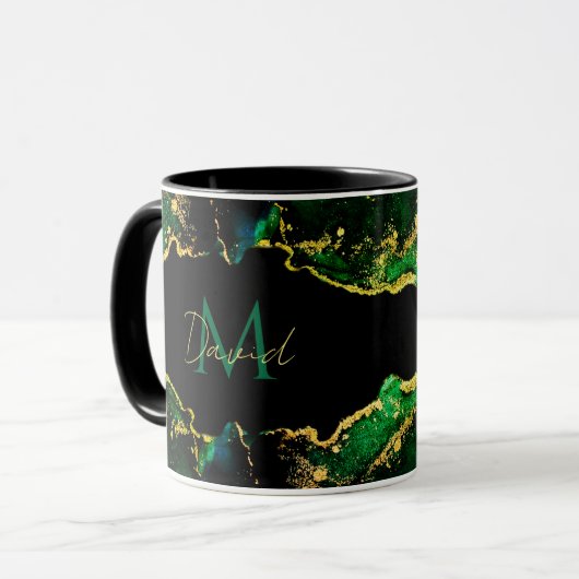 Mug Black Emerald Green Gold personnalisé (Devant gauche)