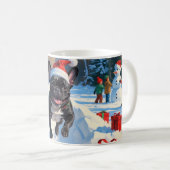 Mug Black French Bulldog Festive de Noël Scène de neig (Devant droit)