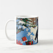 Mug Black French Bulldog Festive de Noël Scène de neig (Gauche)