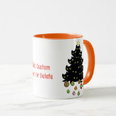 Mug Black Funny Chat Feu d'éclairage de Noël Arbre (Devant droit)