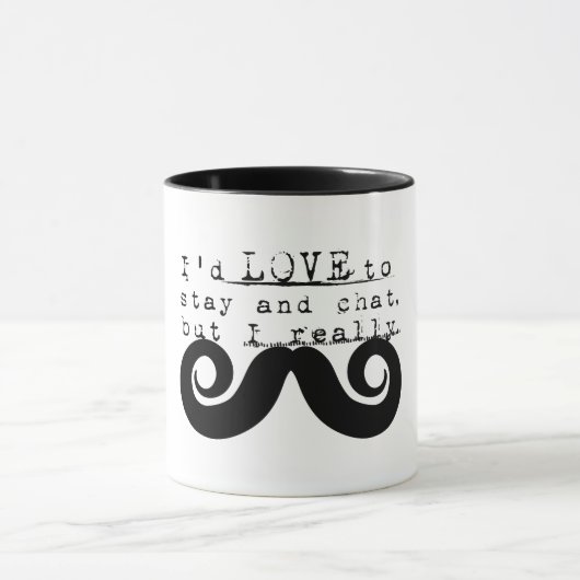 Mug Black Funny Humor I Mustache (Centre)